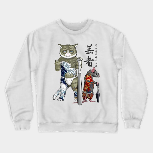 Cat and Mouse Yakuzas Crewneck Sweatshirt by albertocubatas